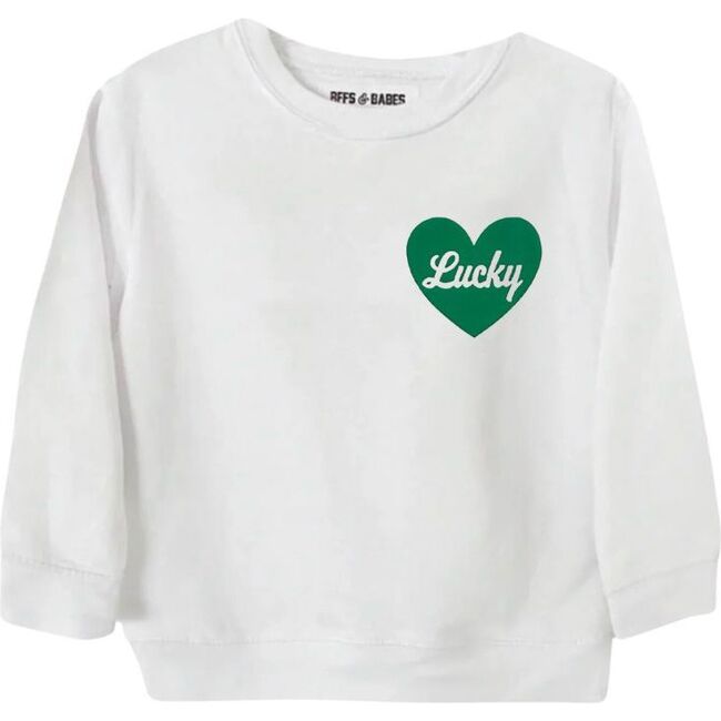 Lucky Heart Print Toddler & Youth Sweatshirt, White