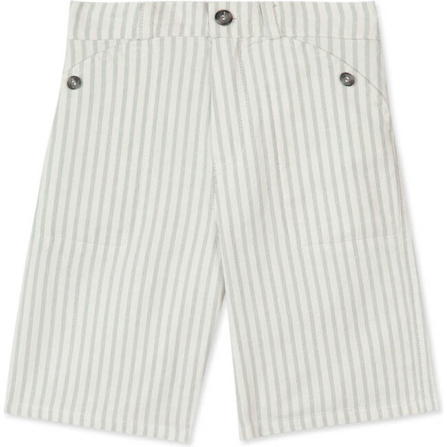 Vertical Striped Shorts, Sea Green