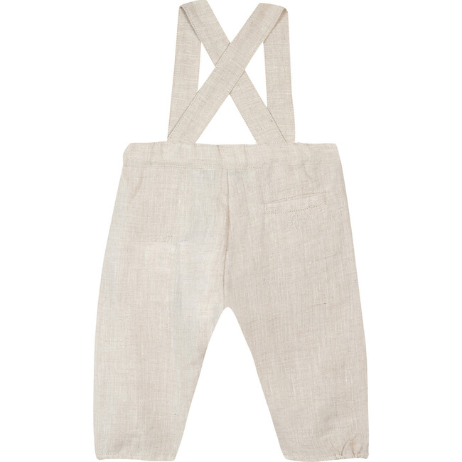 Classic Linen Baby Overalls, White - Pants - 2