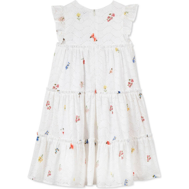 All-Over Floral Print Eyelet Midi Dress, White - Dresses - 6