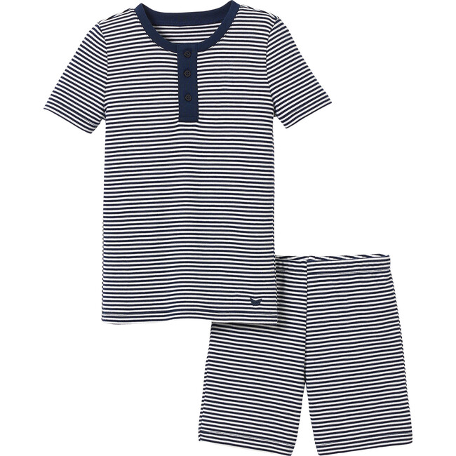 Snug Fit Short Set, Navy Stripes
