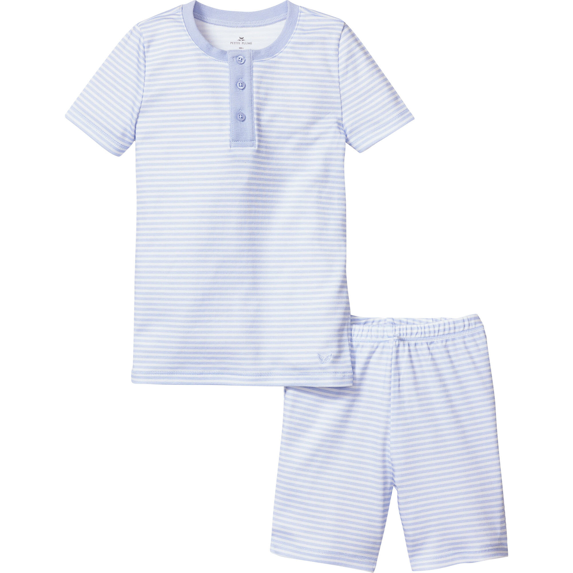 Snug Fit Short Set, Blue Stripes - Pajamas - 1