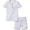 Snug Fit Short Set, Grey Stripes - Pajamas - 1 - thumbnail