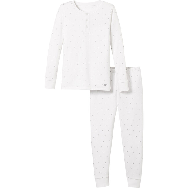 Snug Fit Pajama Set, Grey Stars
