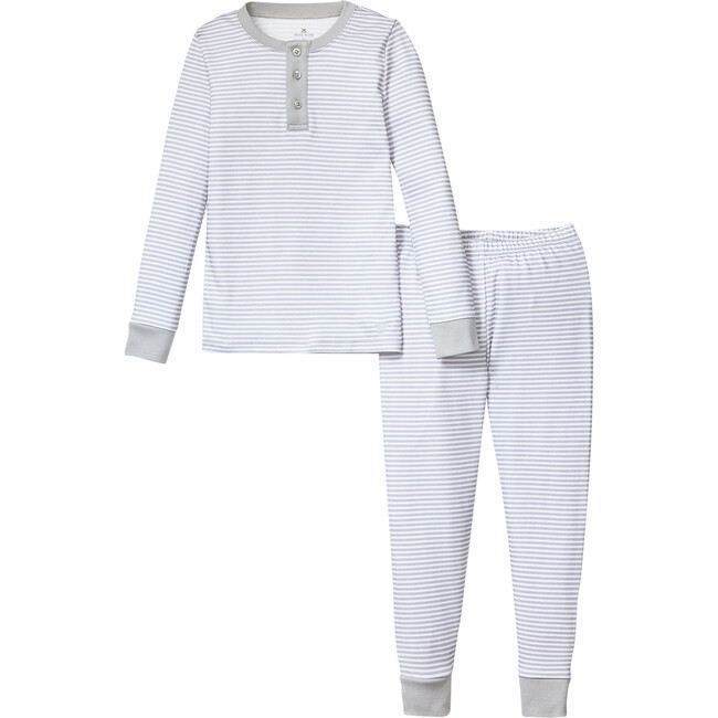 Snug Fit Pajama Set, Grey Stripes