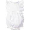 Ruffled Romper, White Twill - Rompers - 1 - thumbnail