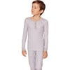 Snug Fit Pajama Set, Grey Stripes - Pajamas - 4