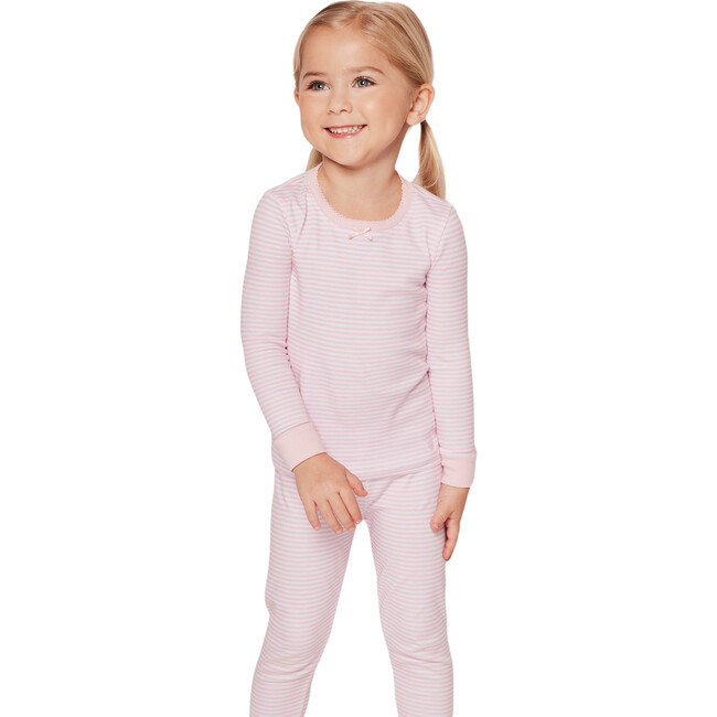 Snug Fit Pajama Set, Pink Stripes - Pajamas - 6