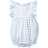 Ruffled Romper, Light Blue Gingham - Rompers - 1 - thumbnail