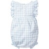 Ruffled Romper, Light Blue Gingham - Rompers - 2