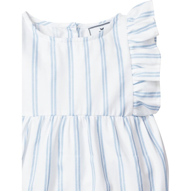 Ruffled Romper, Periwinkle Stripe - Rompers - 3