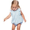 Ruffled Romper, Light Blue Gingham - Rompers - 4