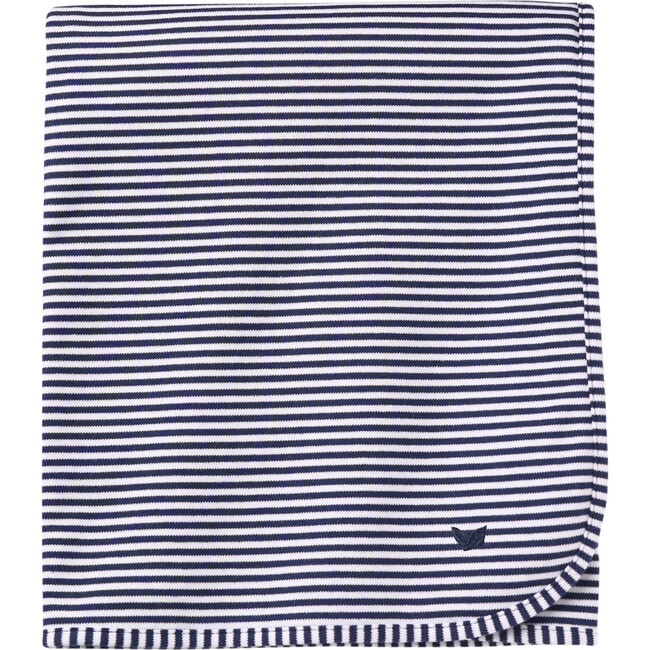 Pima Cotton Baby Blanket, Navy Stripes