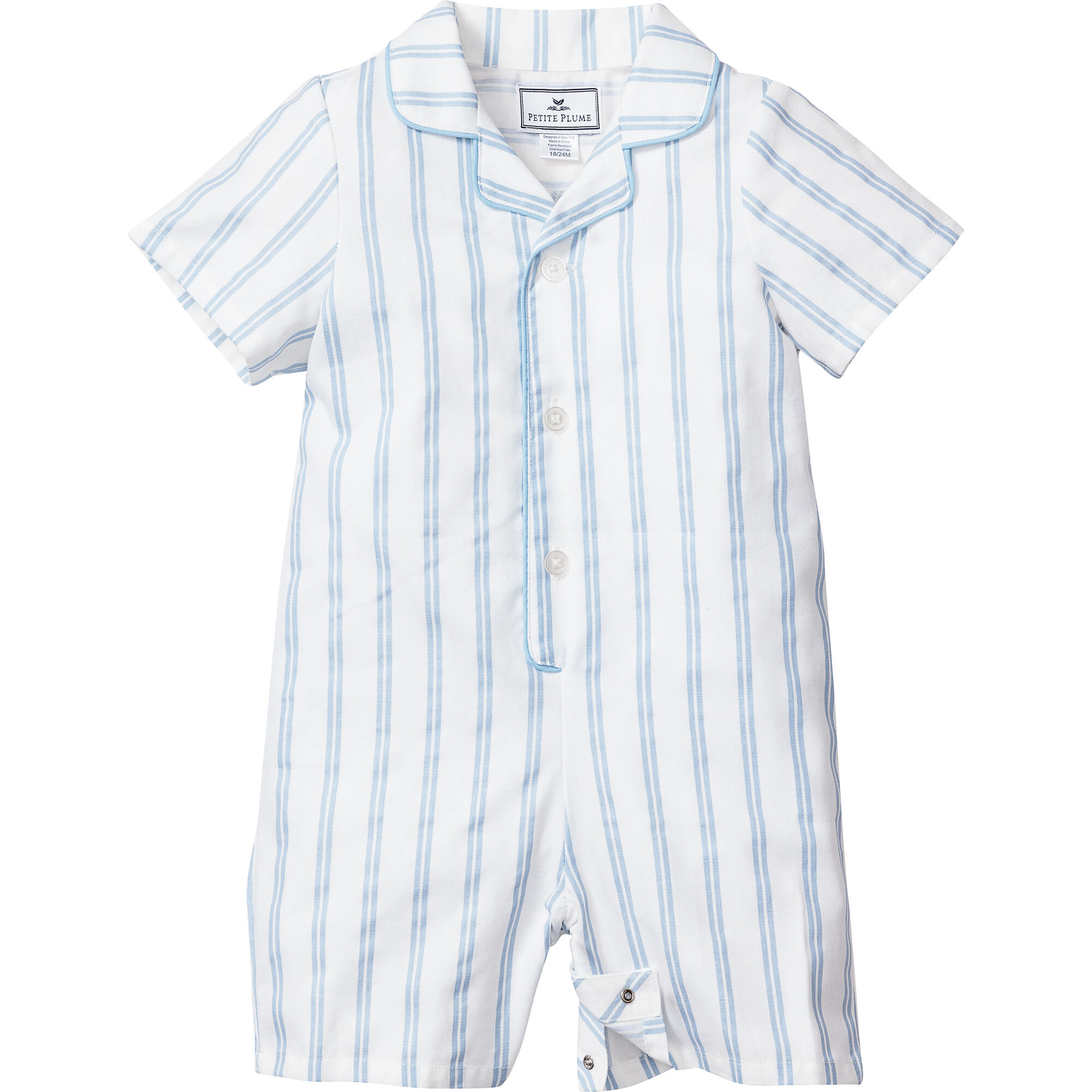 Classic Romper, Periwinkle Stripe - Rompers - 1