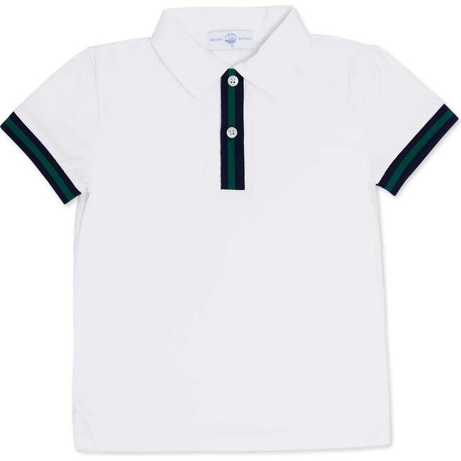 Henley Polo, Wimbledon White with Green & Navy Stripe