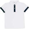 Henley Polo, Wimbledon White with Green & Navy Stripe - Polo Shirts - 1 - thumbnail