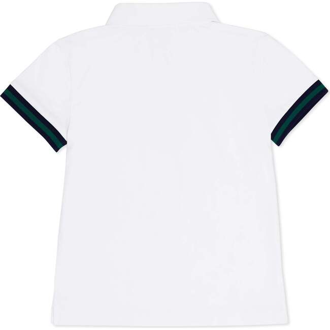 Henley Polo, Wimbledon White with Green & Navy Stripe - Polo Shirts - 5