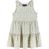 White Nep Dress, Neon Starfish Print - Dresses - 1 - thumbnail
