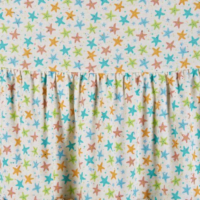 White Nep Dress, Neon Starfish Print - Dresses - 3