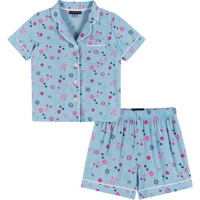 Two Piece Pajama Set, Aqua Floral