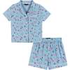 Two Piece Pajama Set, Aqua Floral - Pajamas - 1 - thumbnail