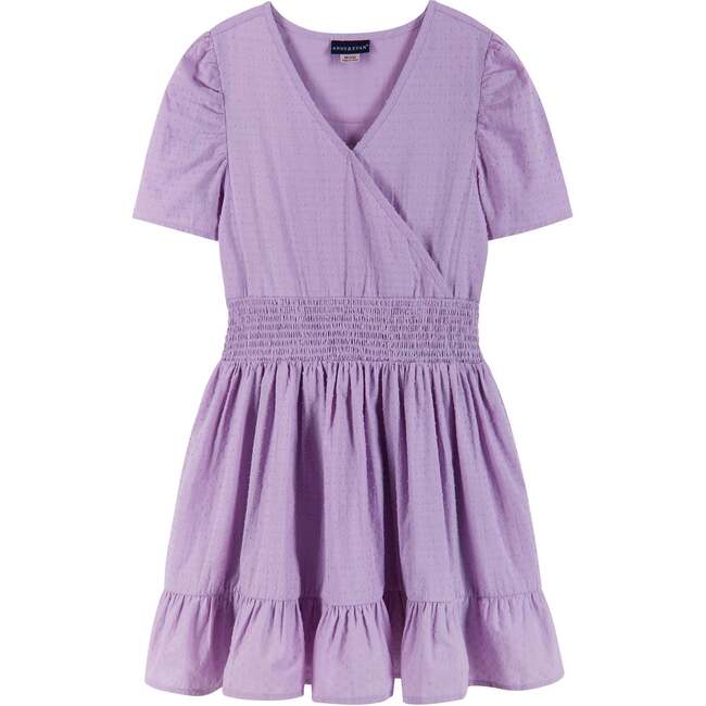 Short Sleeve Purple Dress w/Smocking