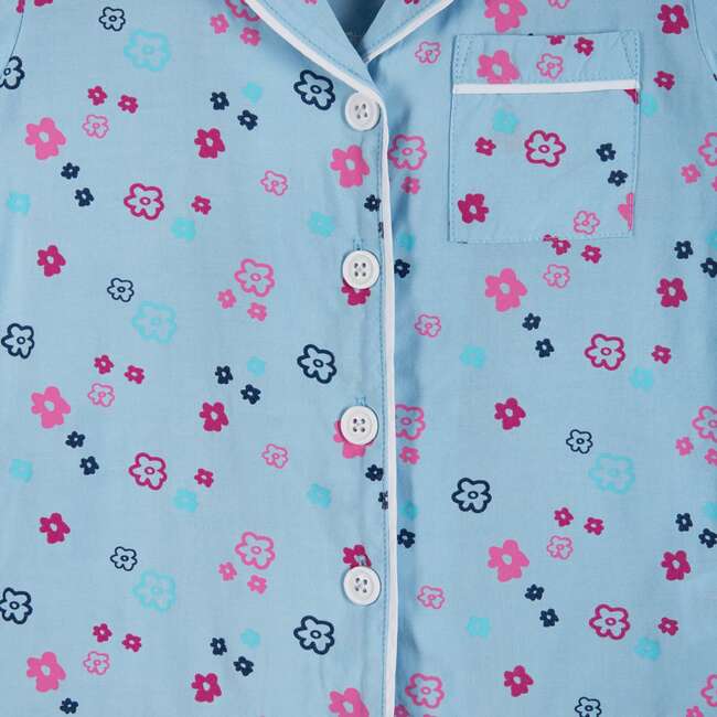 Two Piece Pajama Set, Aqua Floral - Pajamas - 2