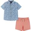 Shark Print Buttondown and Shorts Set - Mixed Apparel Set - 1 - thumbnail