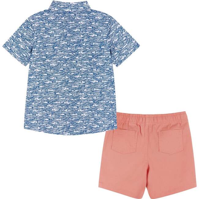 Shark Print Buttondown and Shorts Set - Mixed Apparel Set - 2