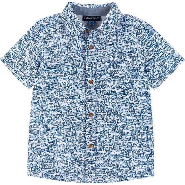 Shark Print Buttondown and Shorts Set - Mixed Apparel Set - 3