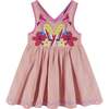 Pink Textured Parrot Dress w/Criss Cross Back - Dresses - 1 - thumbnail