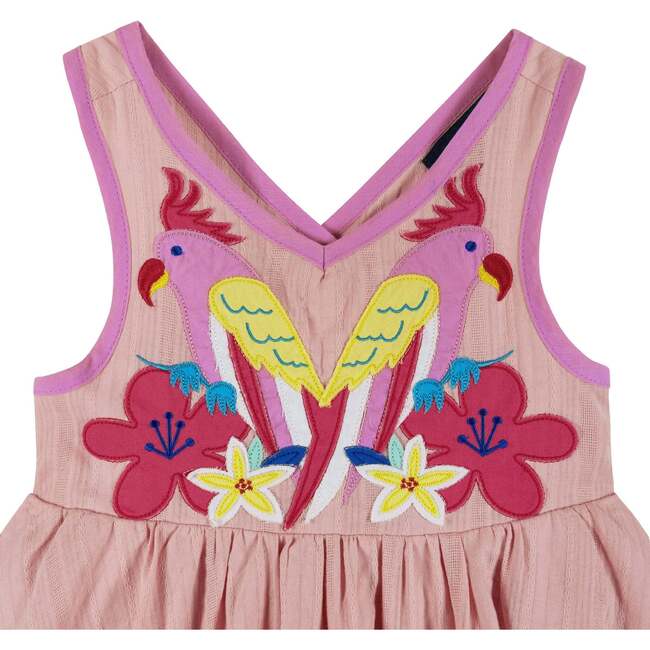 Pink Textured Parrot Dress w/Criss Cross Back - Dresses - 3