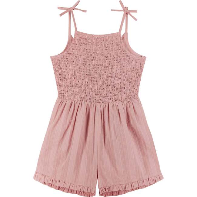 Pink Romper w/Smocked Bodice & Bow Back Detail (Sizes 7 -16 Years)