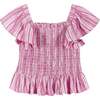 Pink Striped Smocked Top & Tiered Skirt - Mixed Apparel Set - 3