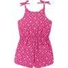 Pink Palm Tree Print Romper w/Shoulder Ties - Rompers - 2