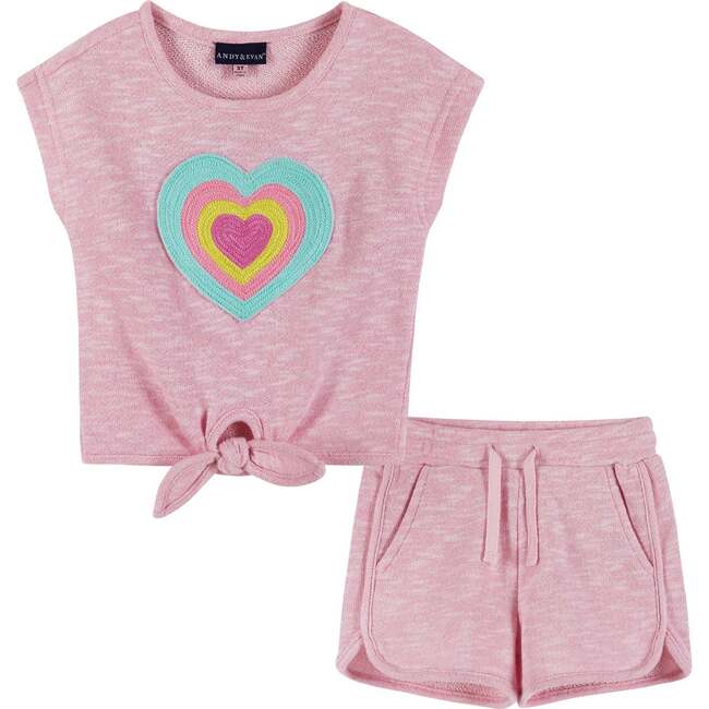 Pink French Terry & Embroidered Heart Graphic Set