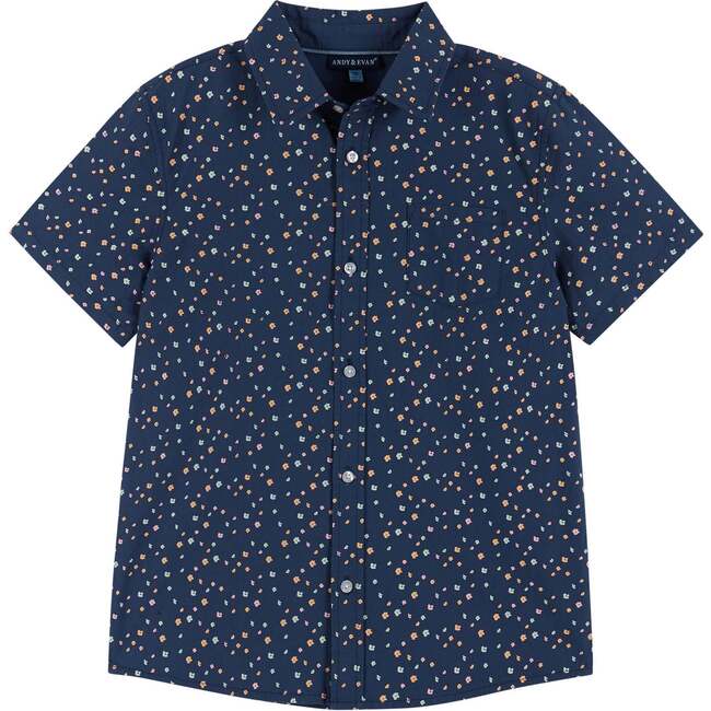 Navy Floral Print Buttondown Shirt