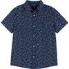 Navy Floral Print Buttondown Shirt - Button Downs - 1 - thumbnail