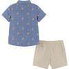 Orange Slice Seersucker Buttondown and Shorts Set - Mixed Apparel Set - 2