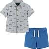 Infant Short Sleeve Knit Buttondown and Shorts Set, Scooters - Mixed Apparel Set - 1 - thumbnail