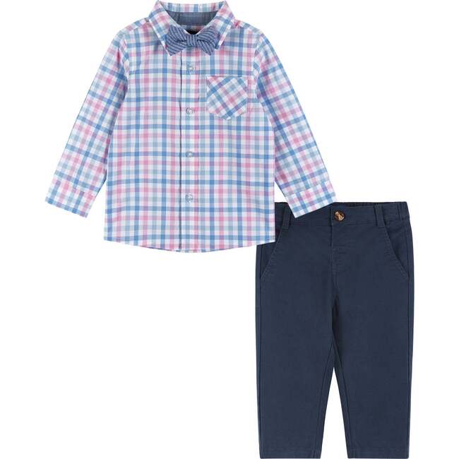 Infant Plaid Buttondown and Pants Set - White and Navy