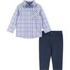 Infant Plaid Buttondown and Pants Set - White and Navy - Mixed Apparel Set - 1 - thumbnail