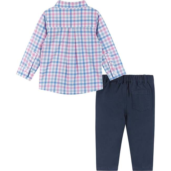 Infant Plaid Buttondown and Pants Set - White and Navy - Mixed Apparel Set - 2