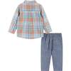 Infant Plaid Buttondown and Pants Set - Orange and Blue - Mixed Apparel Set - 2