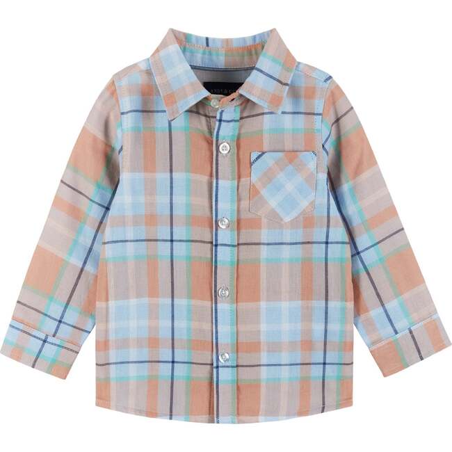 Infant Plaid Buttondown and Pants Set - Orange and Blue - Mixed Apparel Set - 3