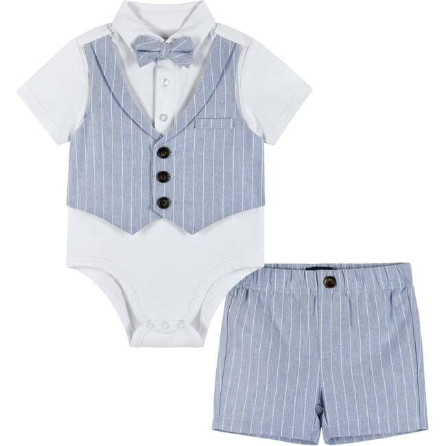 Infant Cabana Set, Beige Palm Print Matching Linen Short Sleeve Buttondown Shirt Set