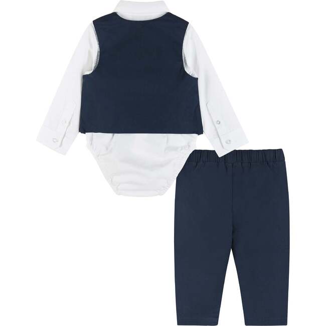 Infant Four Piece Buttondown and Vest Set, Navy - Suits & Separates - 2