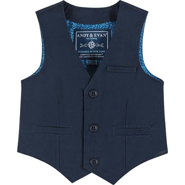 Infant Four Piece Buttondown and Vest Set, Navy - Suits & Separates - 5