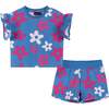 Floral Print Short Lounge Set, Navy - Mixed Apparel Set - 1 - thumbnail