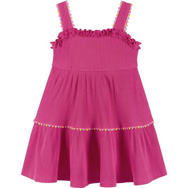 Fuchsia Rib Knit Dress w/Ruffle Details